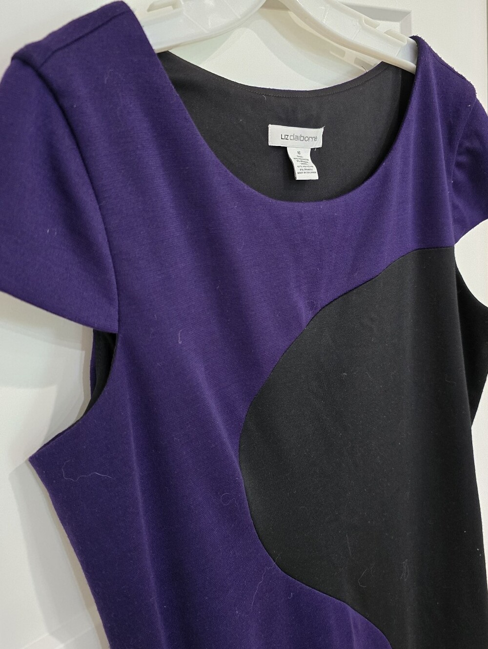 Liz Claiborne Dress Womens 16 Colorblock Purple Black Work Office Church Career